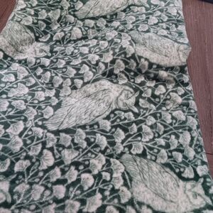 Green and White Owl Patterned Throw Bkanket,  60 By 90